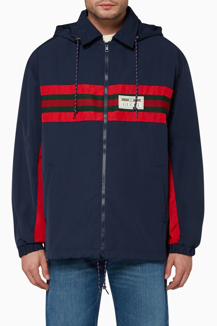 

Logo Label Windbreaker Jacket, Blue