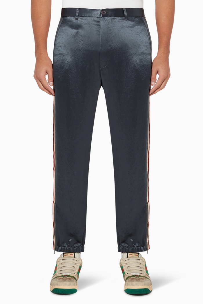 

Relaxed Striped Acetate Pants, Grey