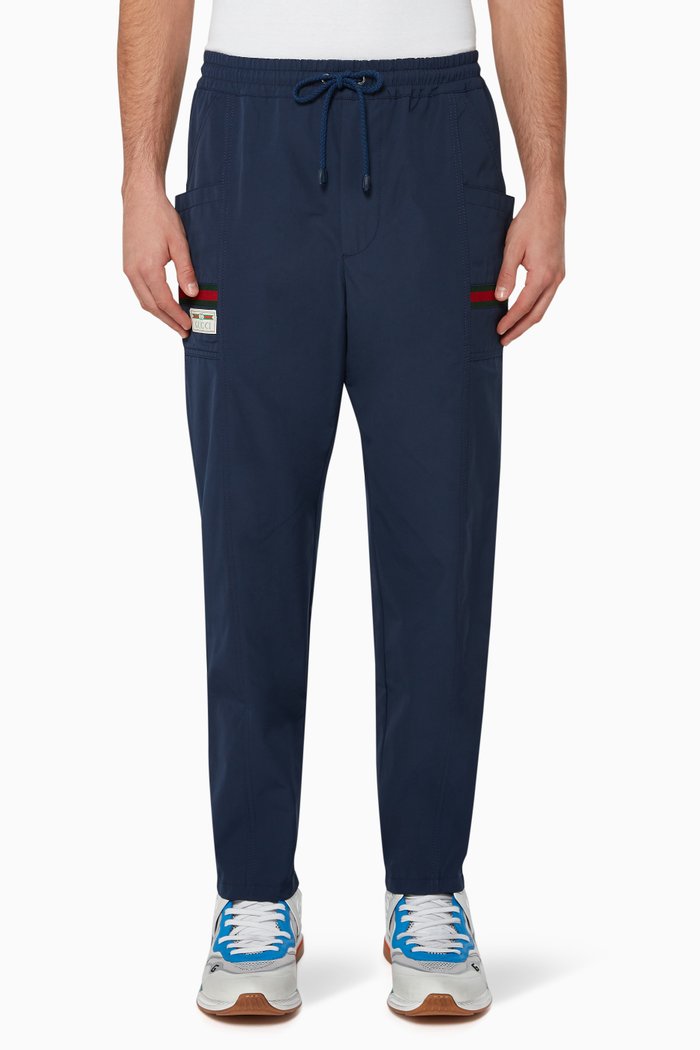 Logo Patch Nylon Pants, Blue