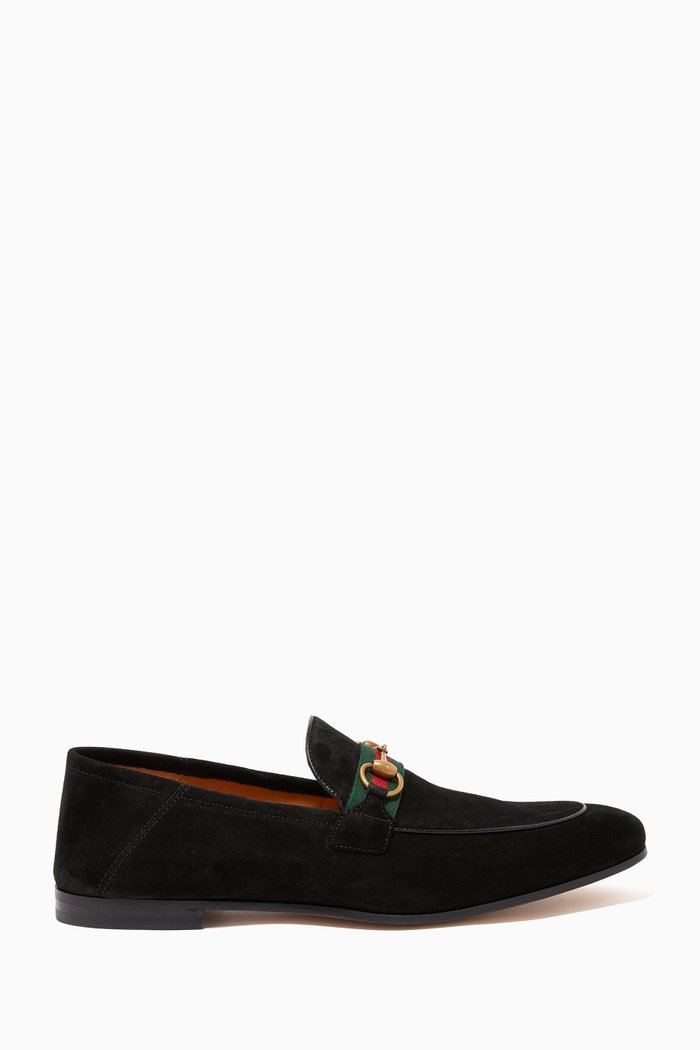 

Web Horsebit Suede Loafers, Black