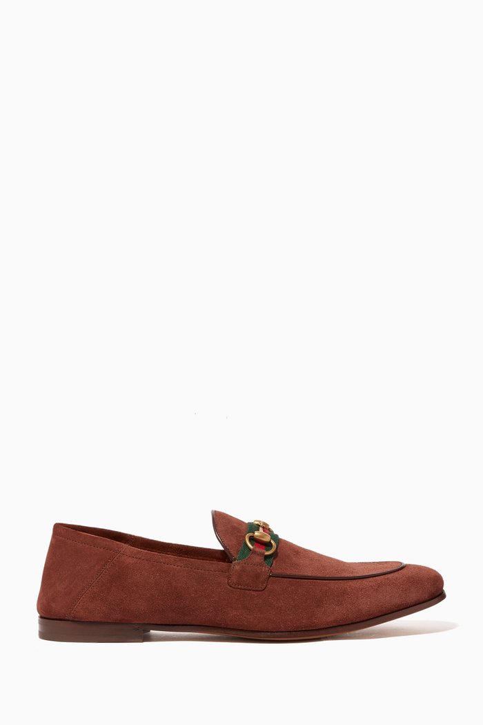 

Web Horsebit Suede Loafers, Brown