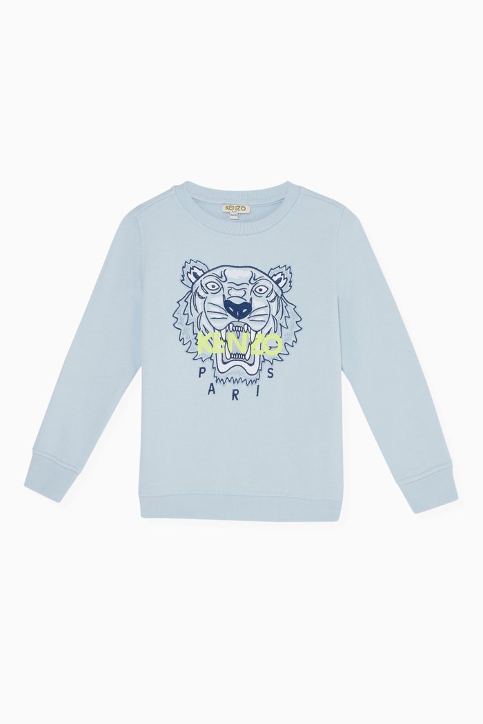

Tiger Embroidered Jersey Sweatshirt, Blue