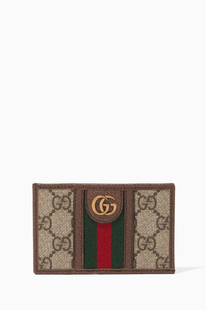 

Ophidia GG Canvas Card Case, Brown