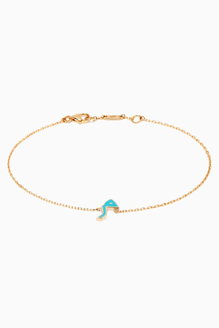 Mina M Letter Gold Bracelet, Yellow