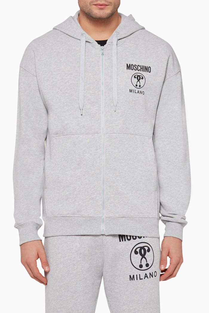 Question Mark Logo Hoodie, Grey