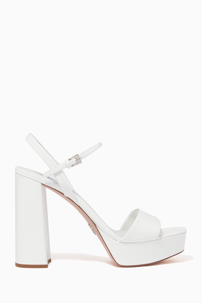 

Patent Platform Sandals, White