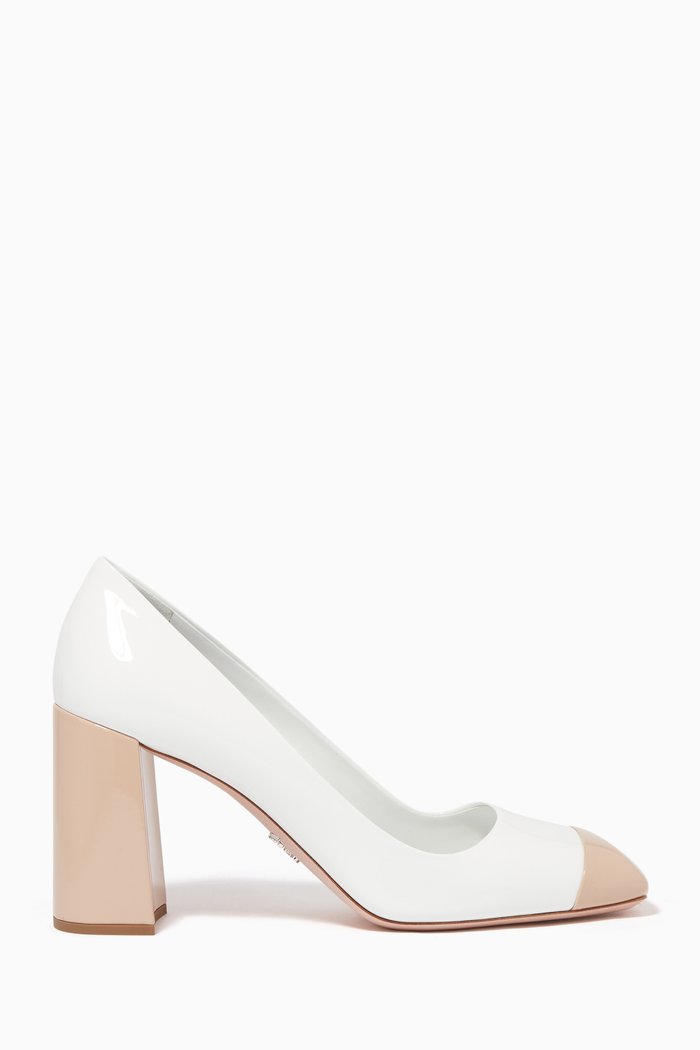 

Patent Bi-Colour Heels, White