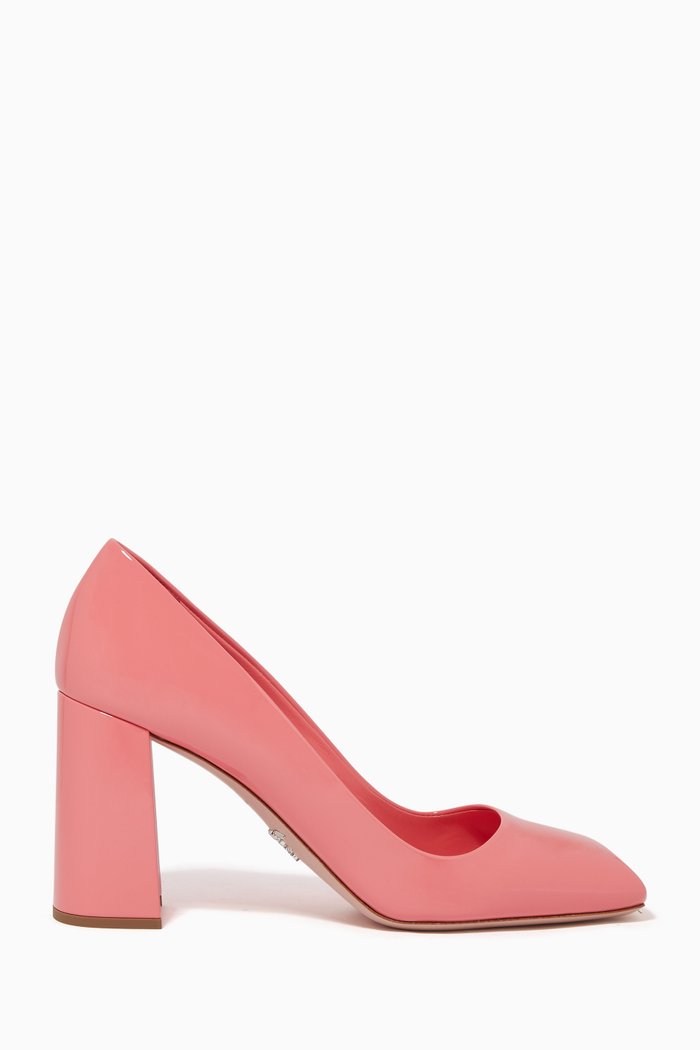 

Patent Square Toe Heels, Pink
