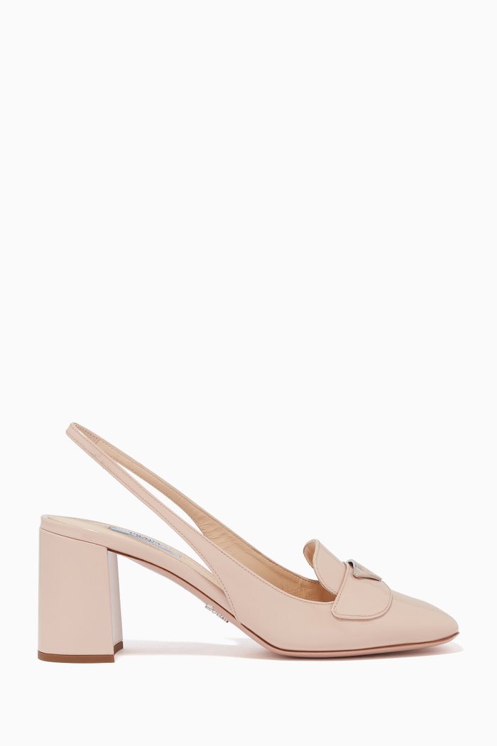 

Patent Leather Slingback Pumps, Neutral
