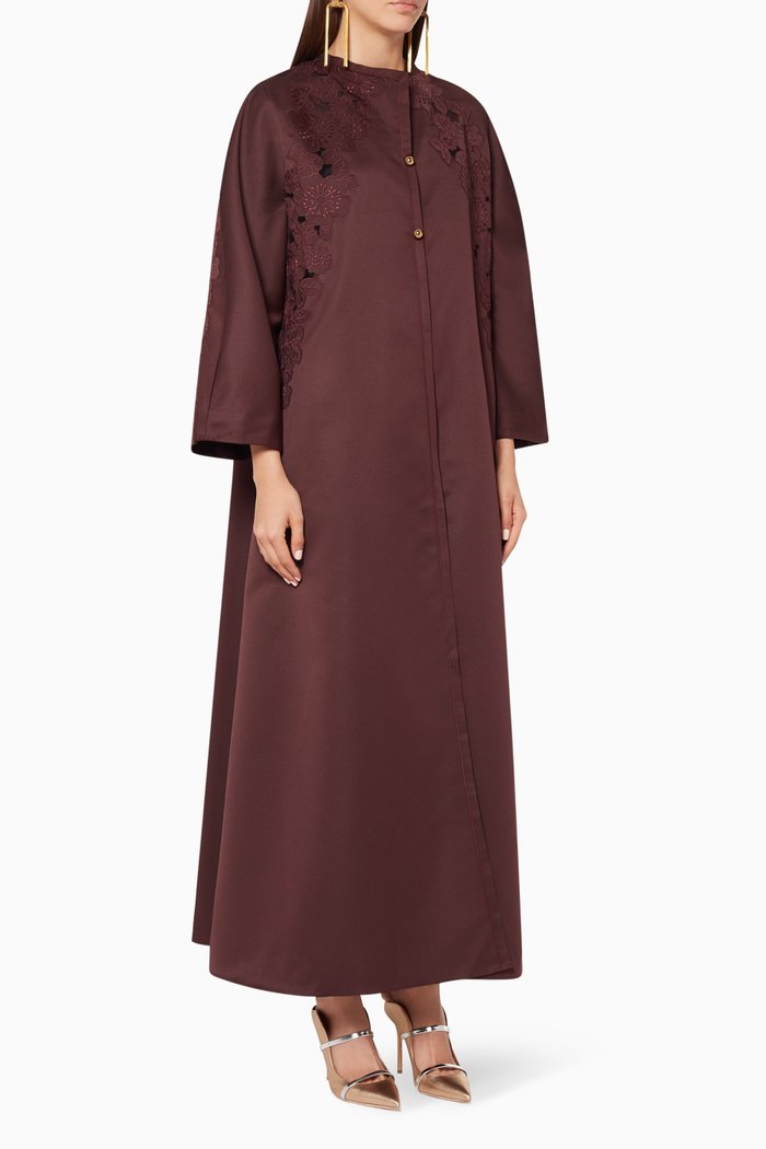 

Floral Embroidered Abaya, Purple