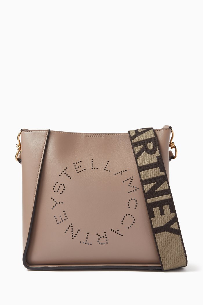 

Mini Stella Logo Shoulder Bag in Eco Alter Nappa, Neutral