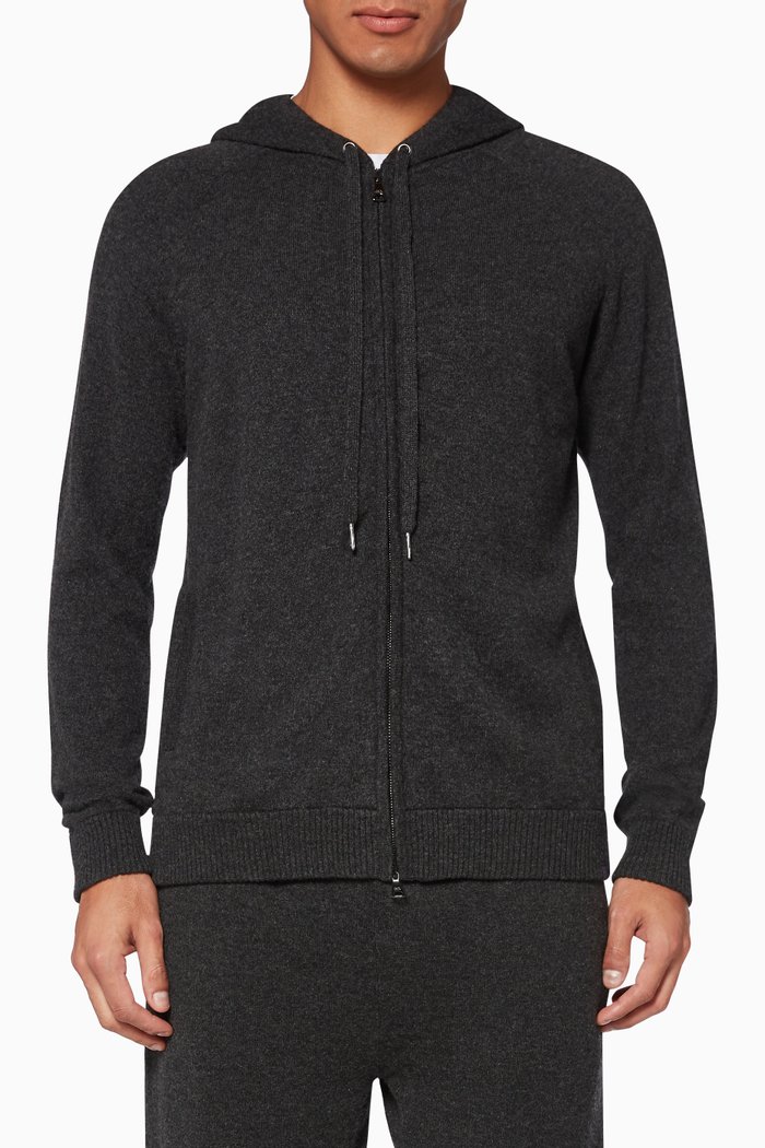 Cashmere Zip-Up Hoodie, Grey
