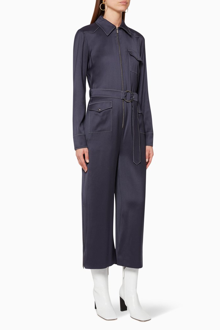 

Belted Zip-Up Jumpsuit, Blue