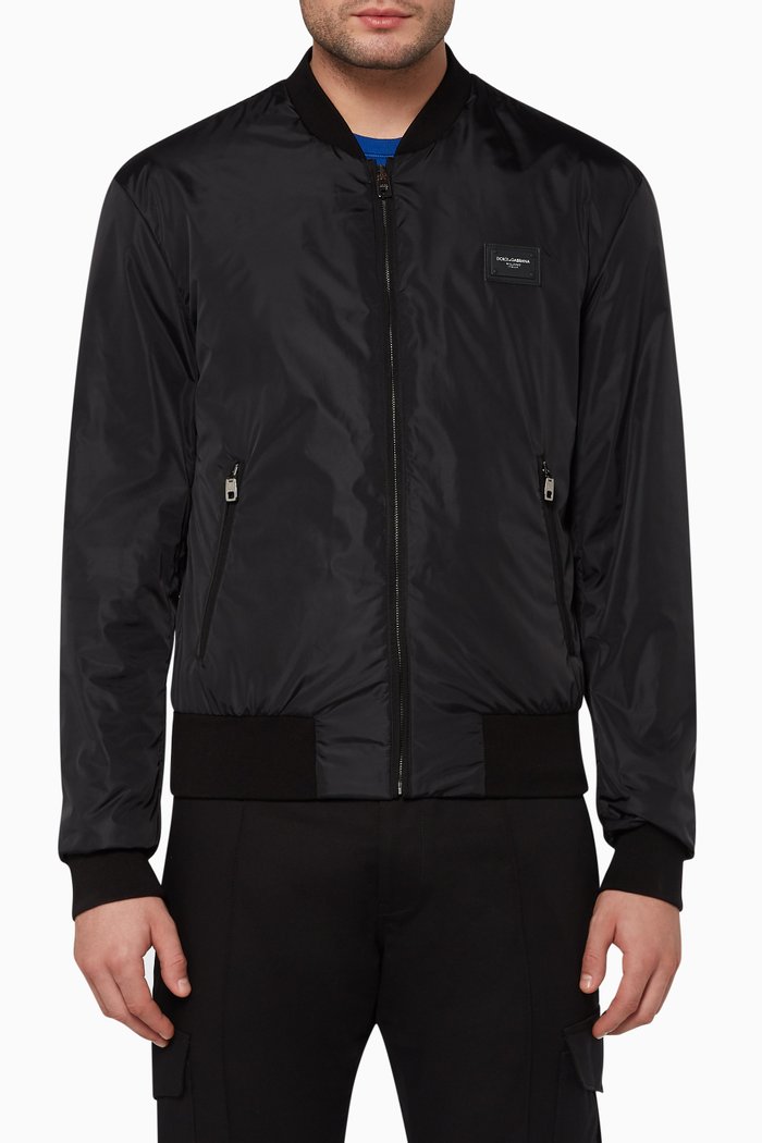 

Rubber Logo Bomber Jacket, Black