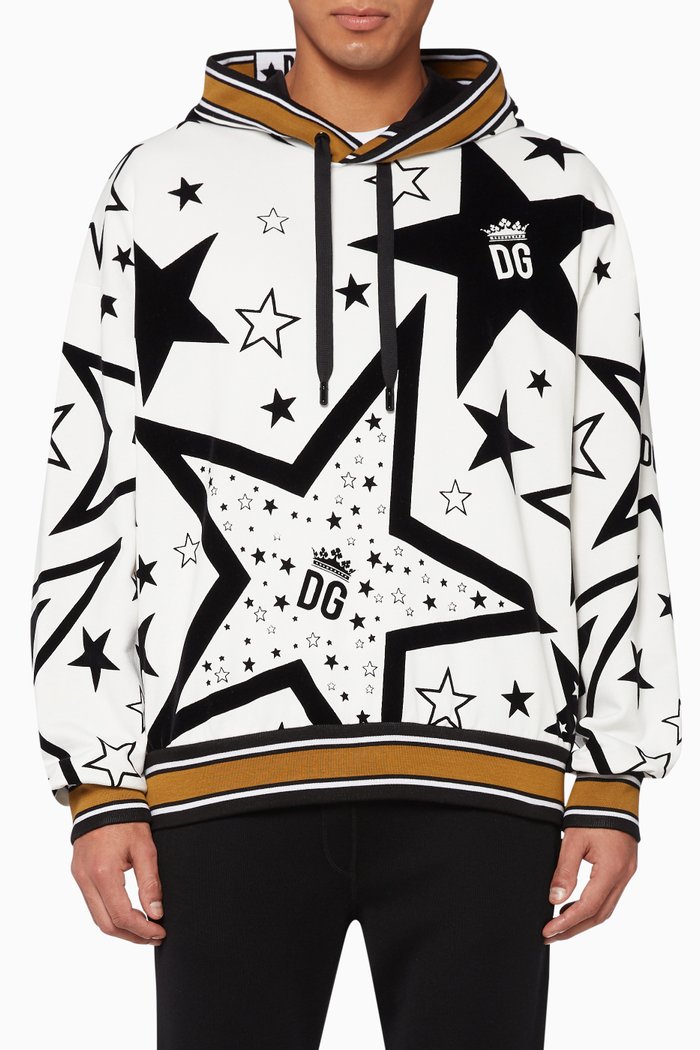 

Star Print Hoodie, White