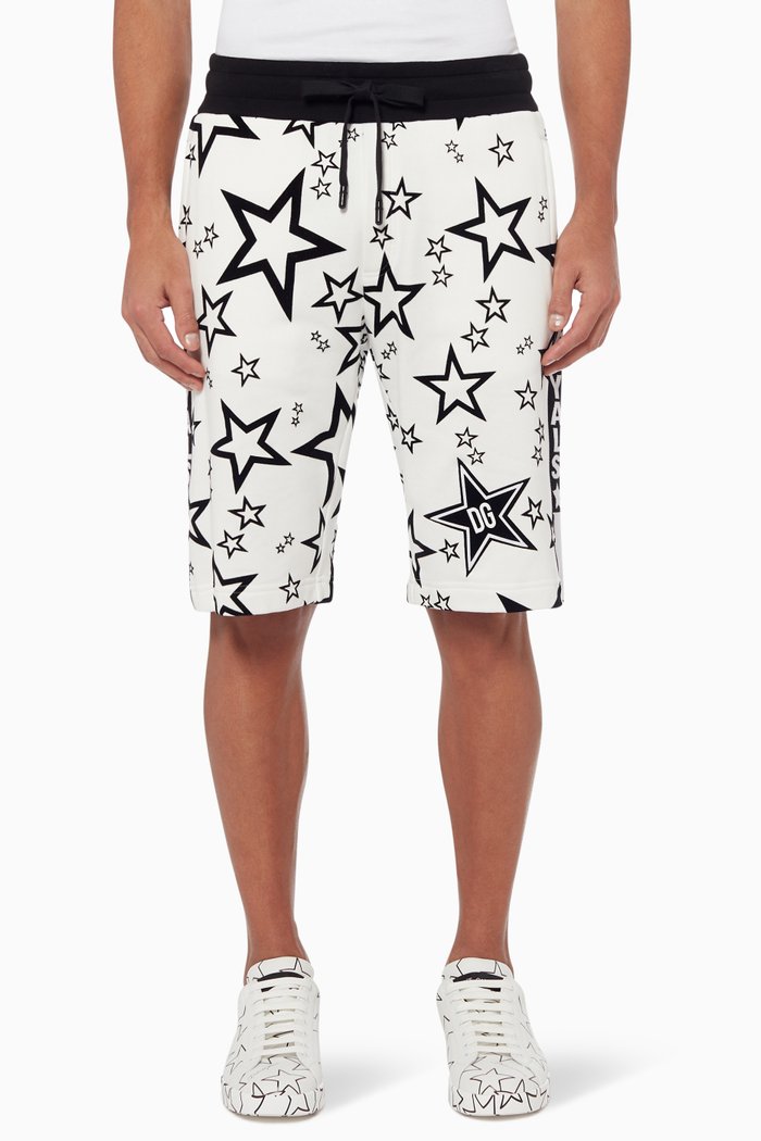 

Star Print Jogging Shorts, White