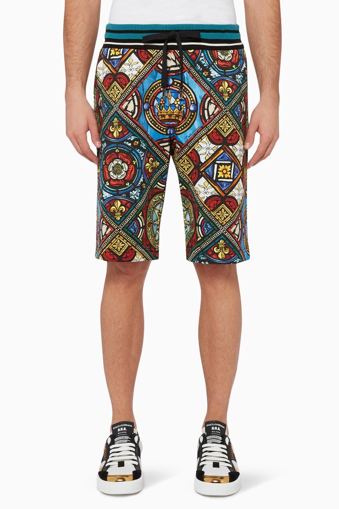 

Glass Window Print Jogging Shorts, Multicolour