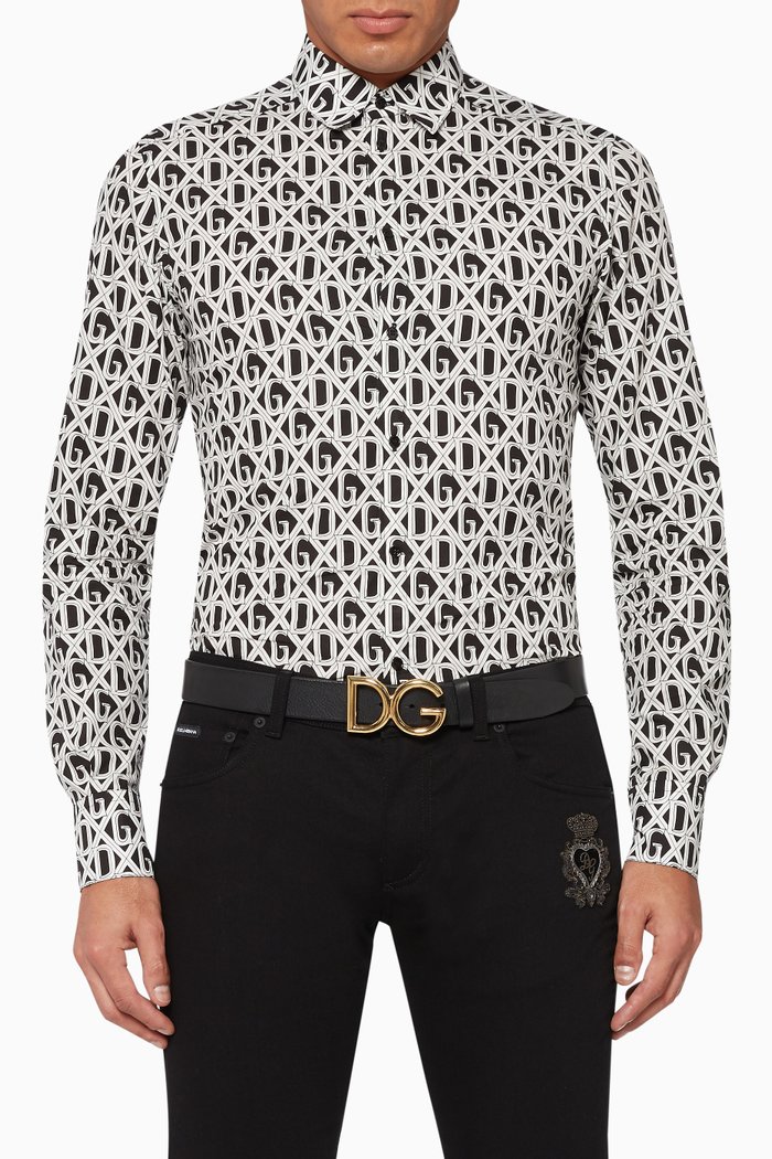 

Contrasting DG Print Shirt, White
