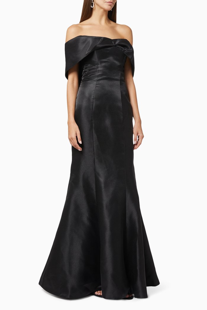 

Strapless Satin Gown, Black