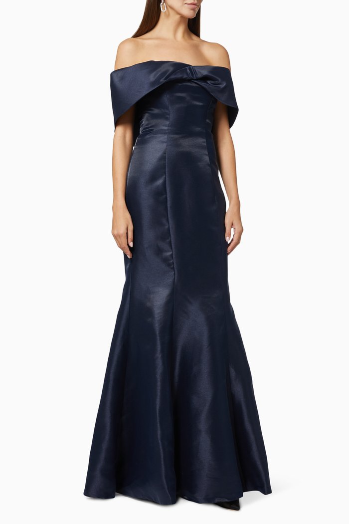 

Strapless Satin Gown, Blue
