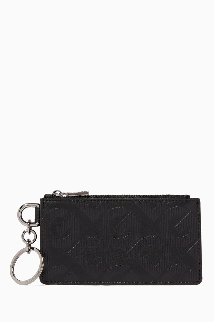 

DG Embossed Leather Card Holder, Black