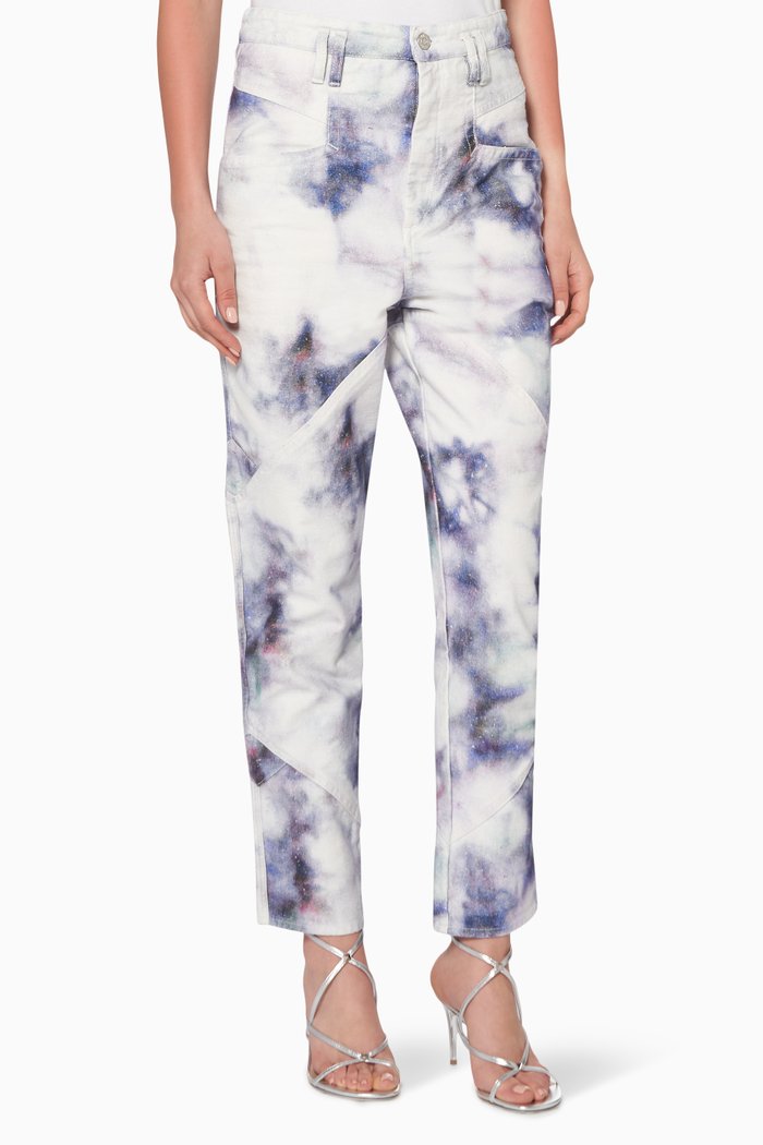 

Eloisa Tie-Dye Denim Pants, Blue
