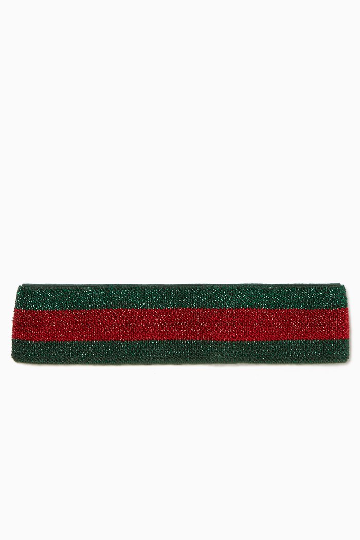 

Web Lamé Elastic Headband, Green