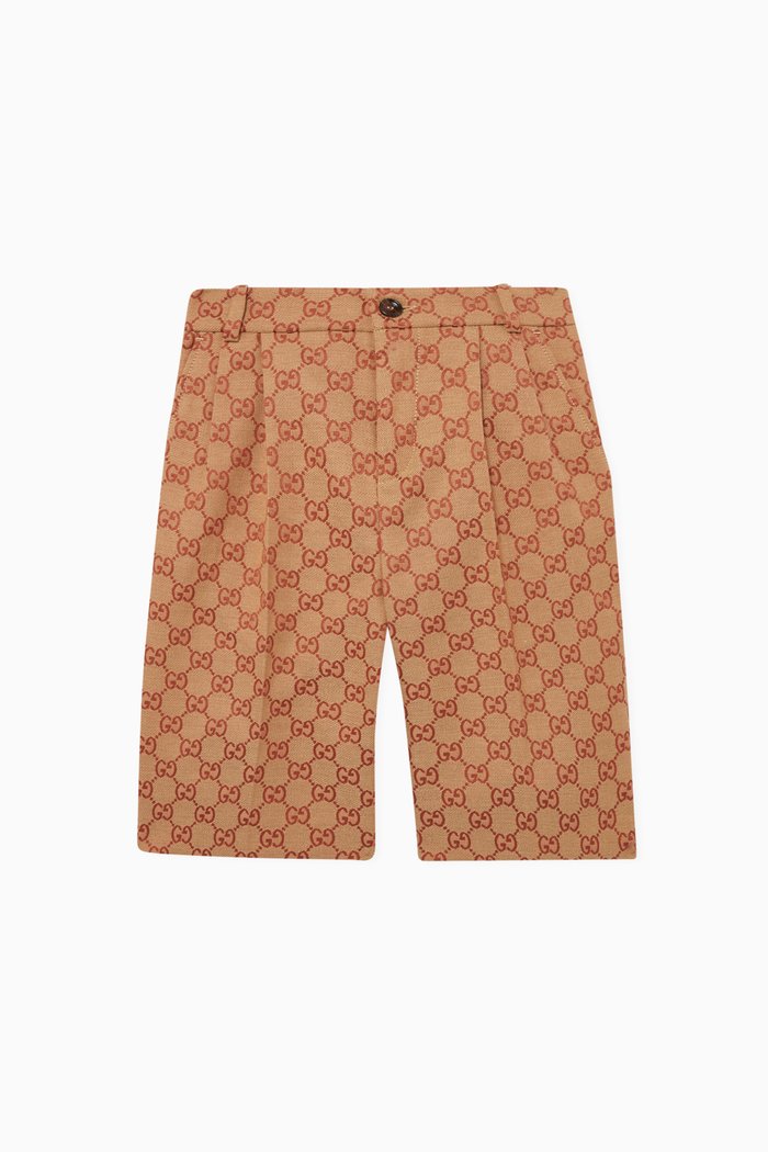 

Monogram Logo Canvas Shorts, Neutral