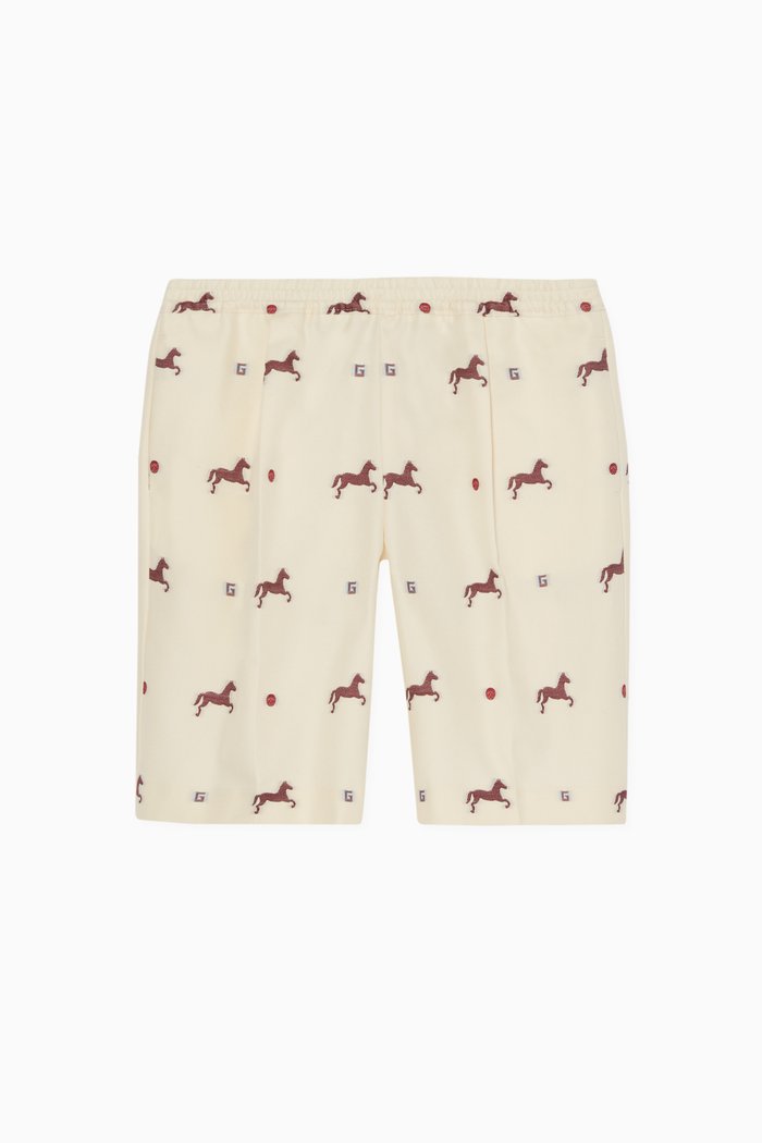 

Horse Print Cotton Shorts, Neutral