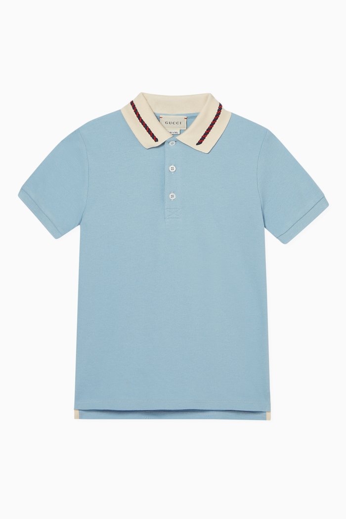 

GG Rope Embroidery Collar Polo Shirt, Blue