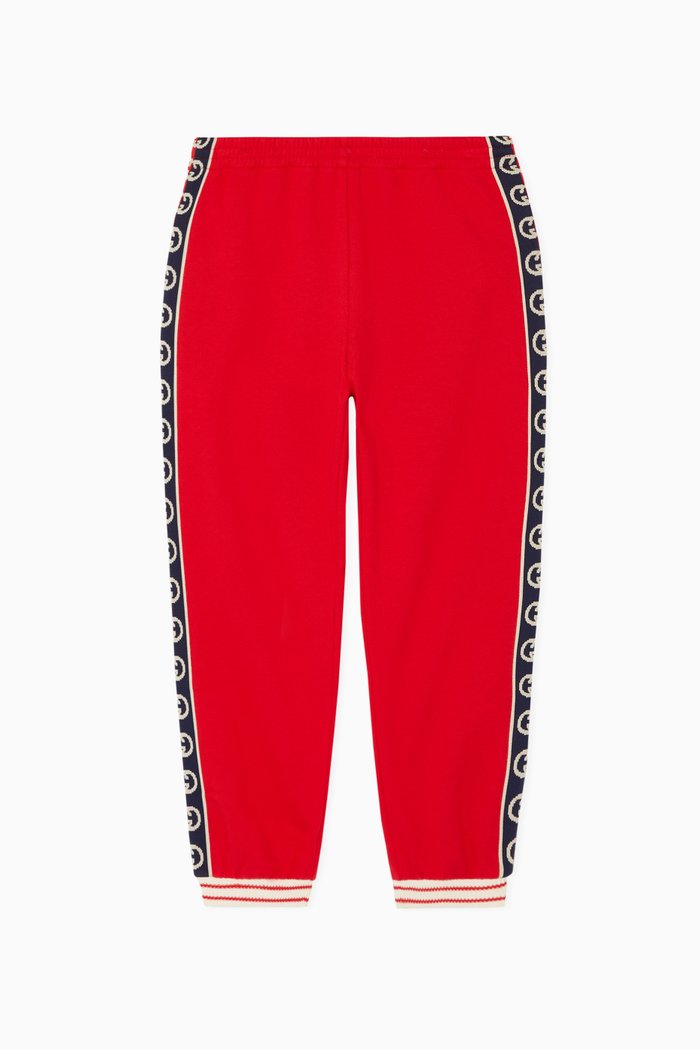 

GG Logo Embroidered Track Pants, Red