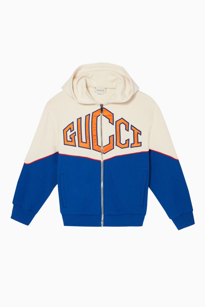 

Felted Cotton Zip-Up Hoodie, Multicolour