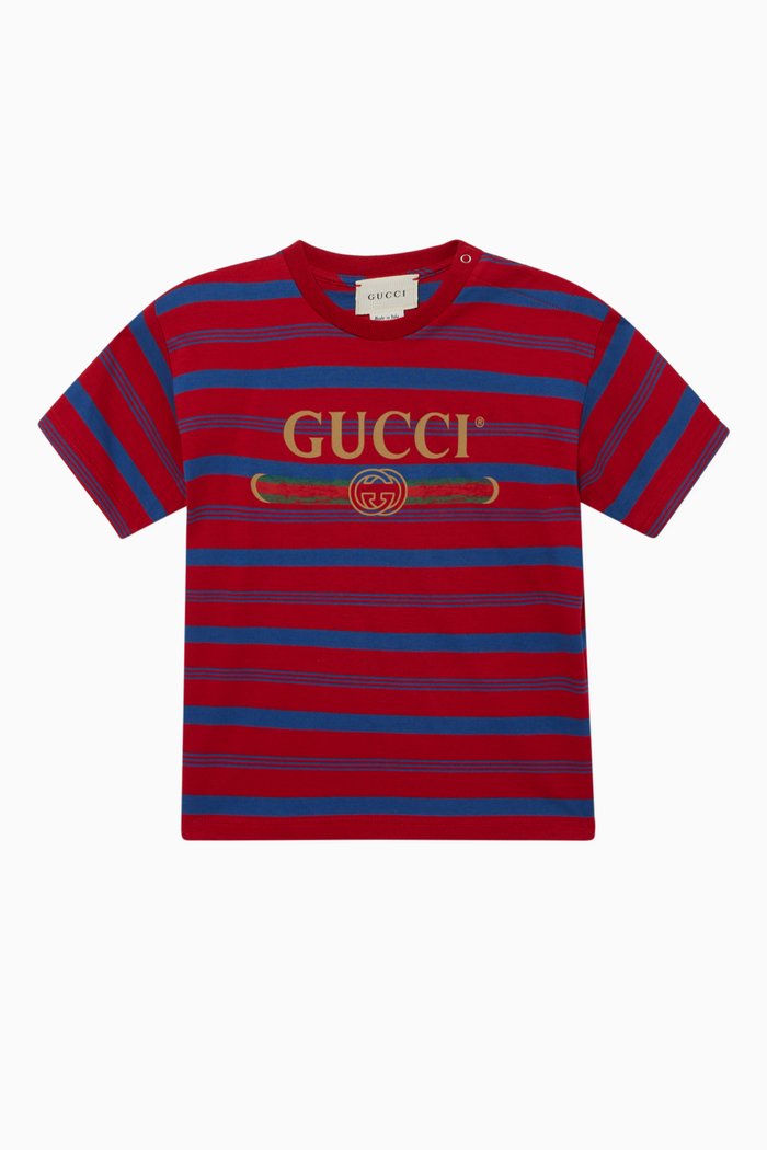 

Vintage Logo Striped Jersey T-Shirt, Red