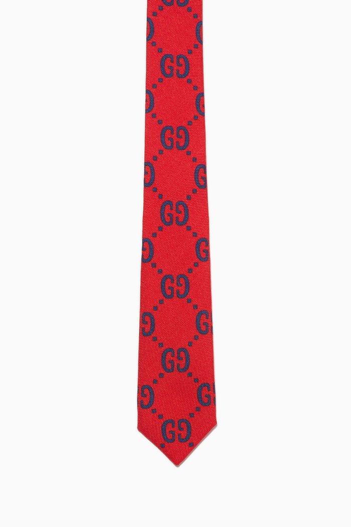 

GG Wool Silk Tie, Red