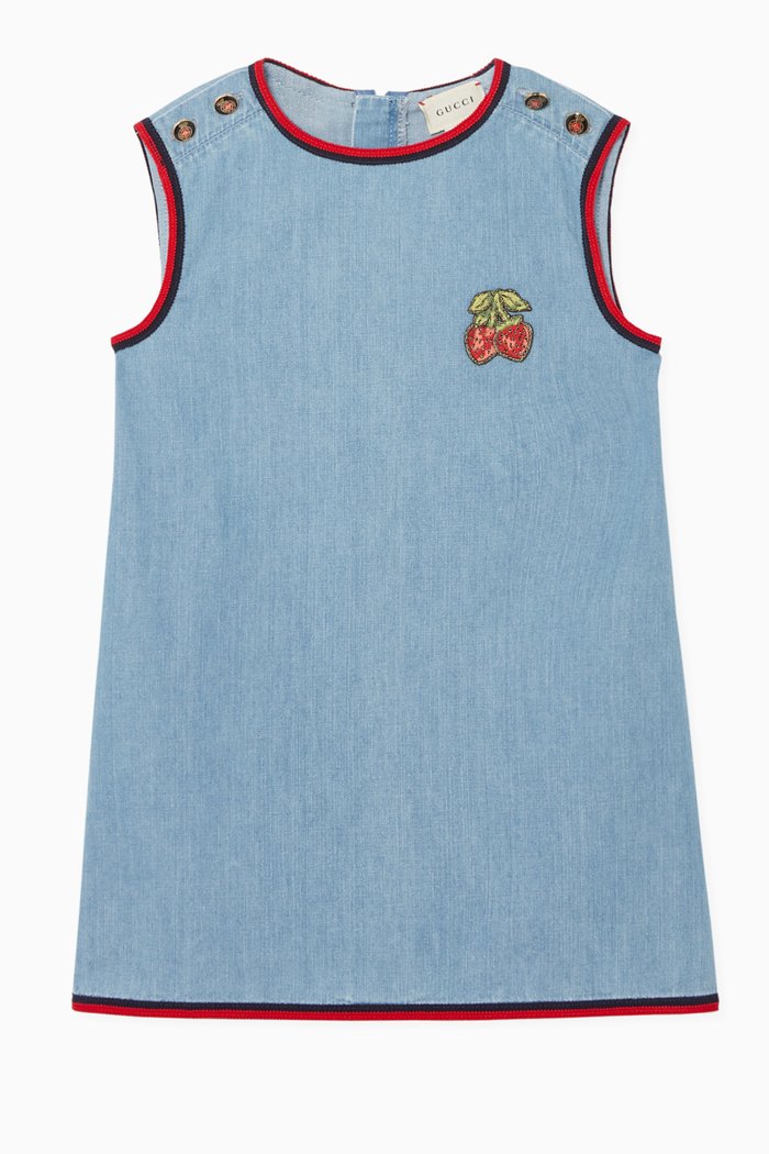 

Strawberry Patch Denim Dress, Blue