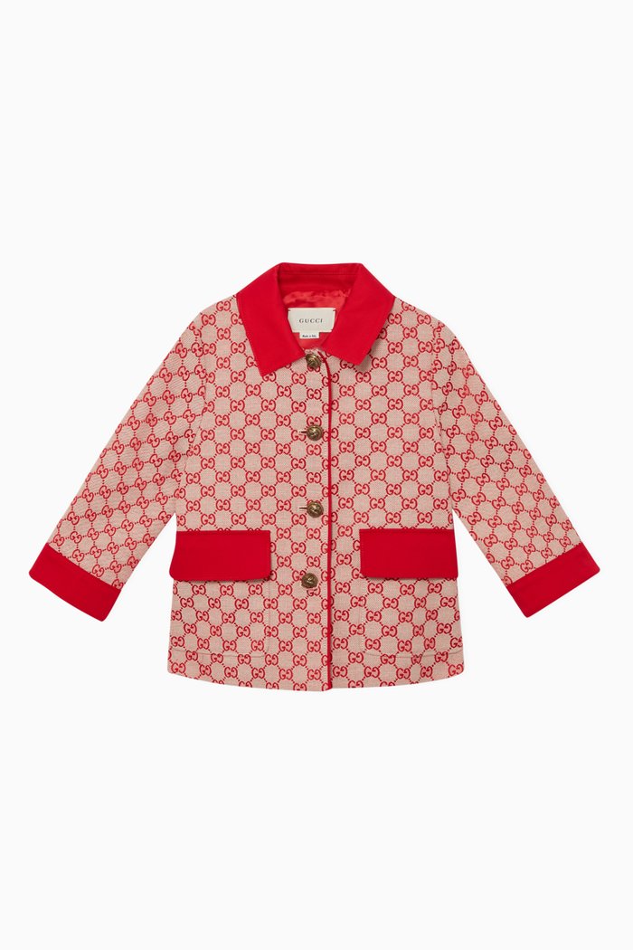 

Monogram Logo Canvas Coat, Red