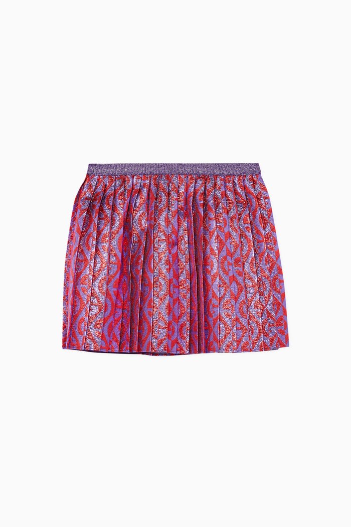 G Logo Rhombus Lamé Skirt, Red
