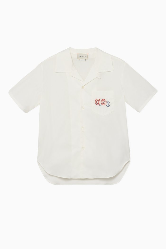 

Embroidered Anchor Cotton Poplin Shirt, White
