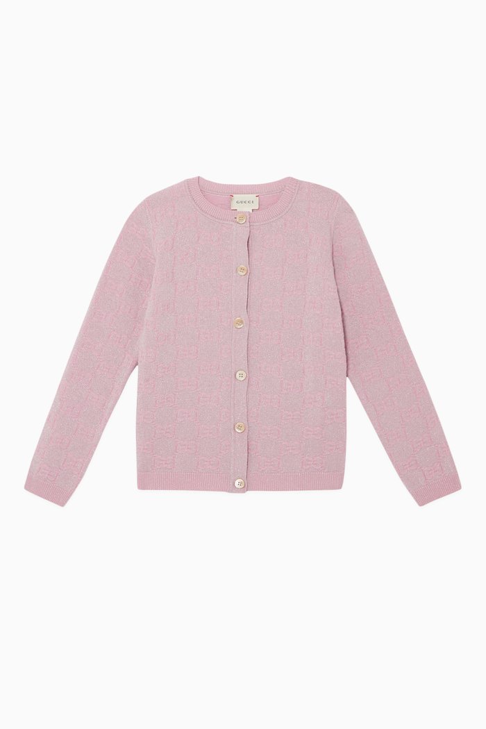 

GG Logo Wool Cardigan, Pink