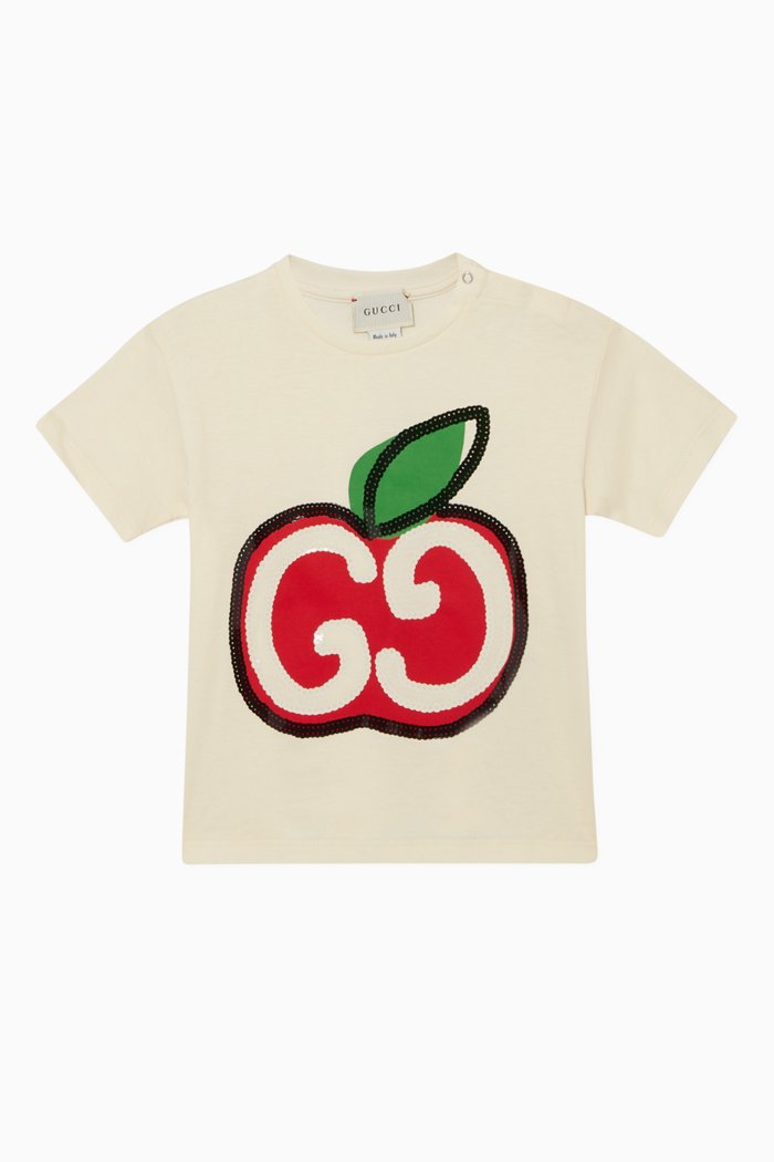 

GG Apple Print T-Shirt, White
