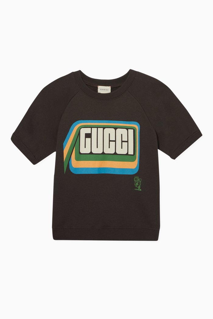 

Logo Print Short-Sleeved Sweatshirt, Grey