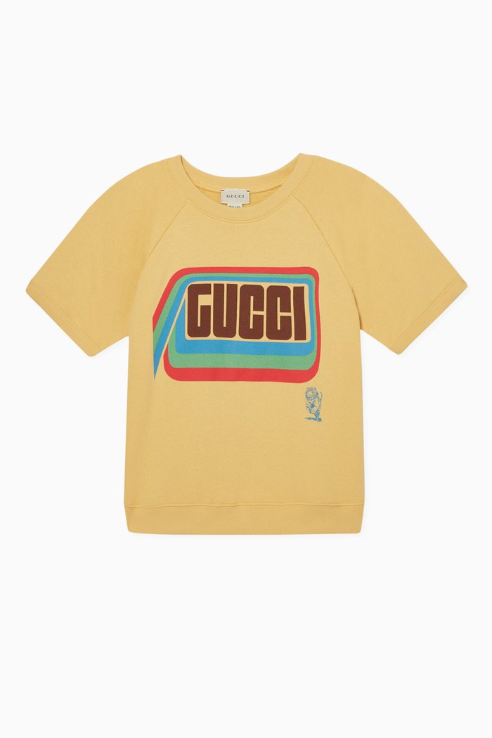 

Logo Print Short-Sleeved Sweatshirt, Yellow