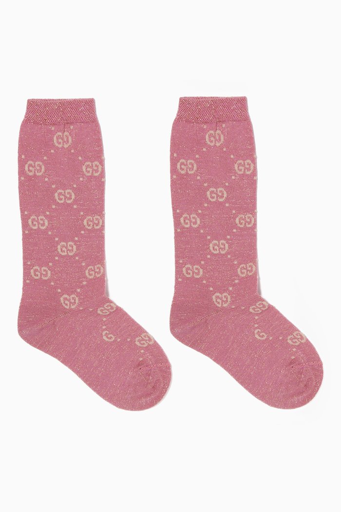 

GG Lamé Cotton Socks, Pink