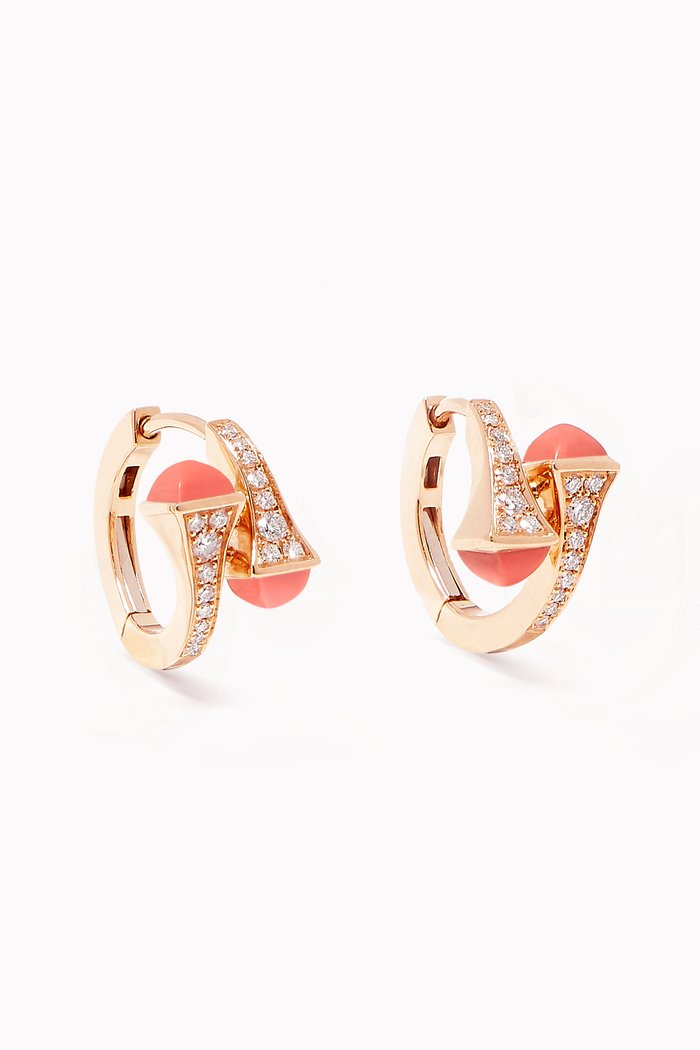 

Cleo Pink Opal & Diamond Huggie Earrings, Rose gold