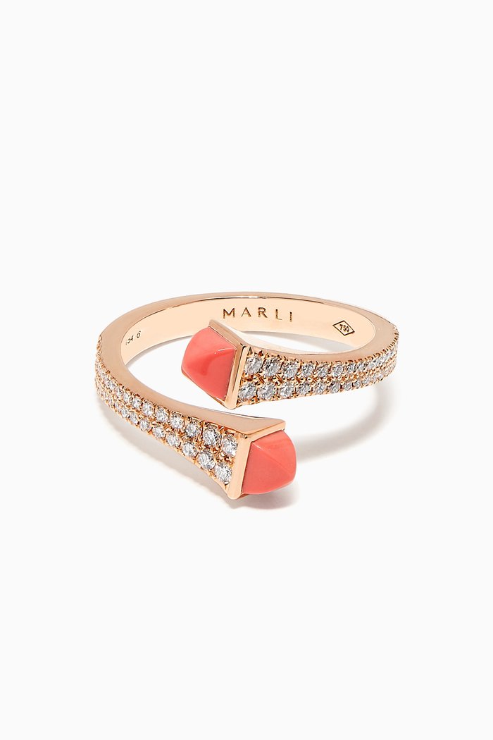 Cleo Pink Opal & Diamond Wrap Ring, Rose gold