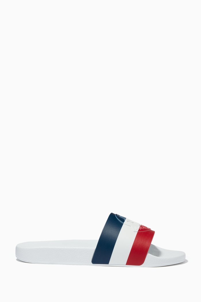 

Basile Tricolour Embossed Slides, White
