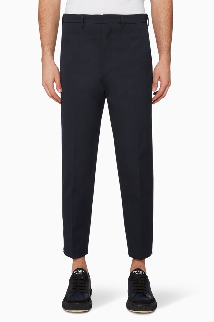 

Zip Cuff Cotton Pants, Blue