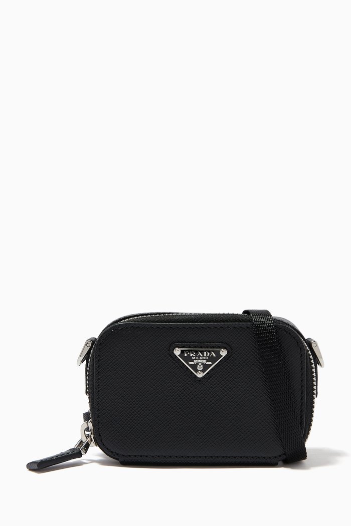 

Mini Pouch in Saffiano Leather, Black