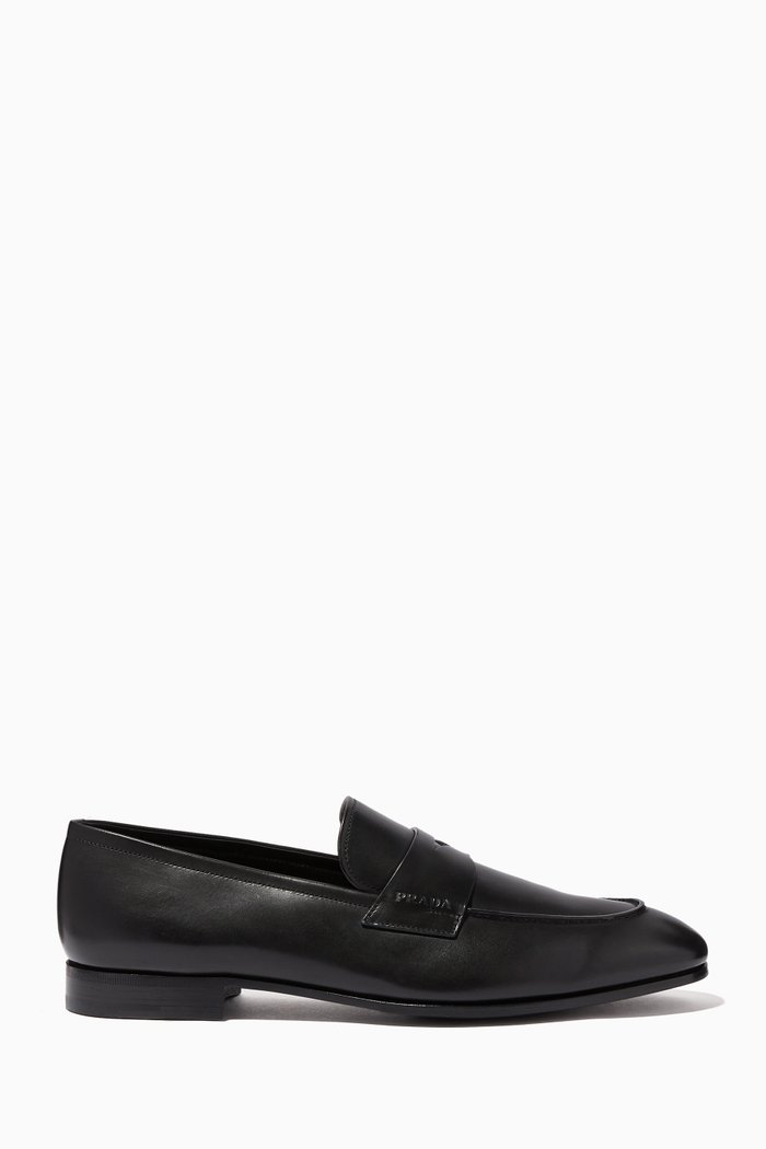 

Leather Penny Loafers, Black