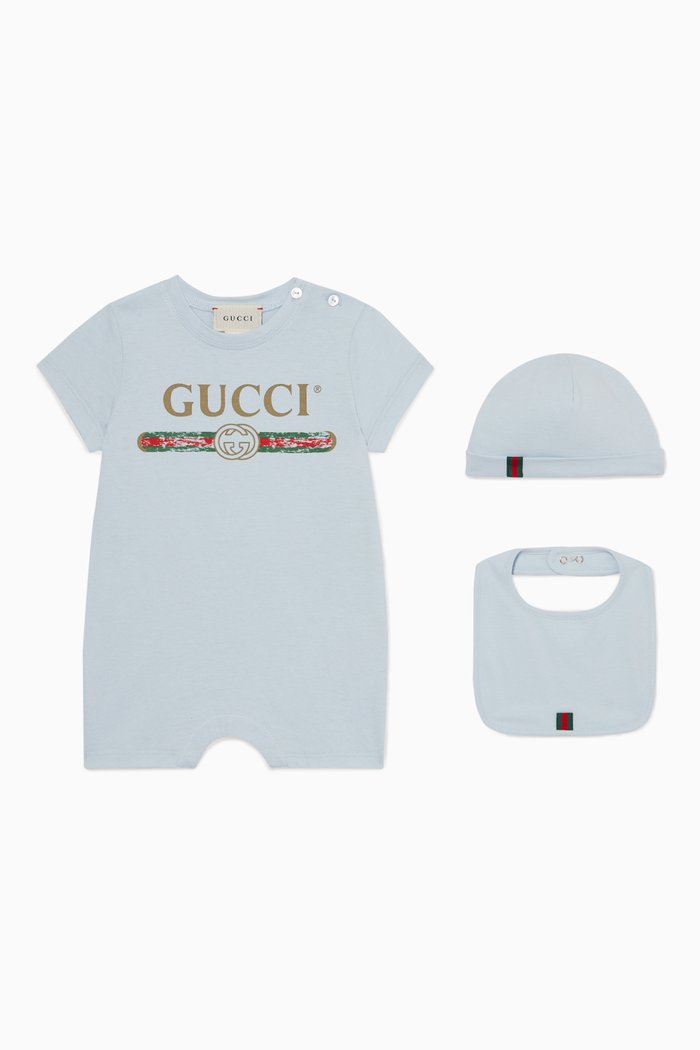 

Logo Print Sleepsuit Gift Set, Blue